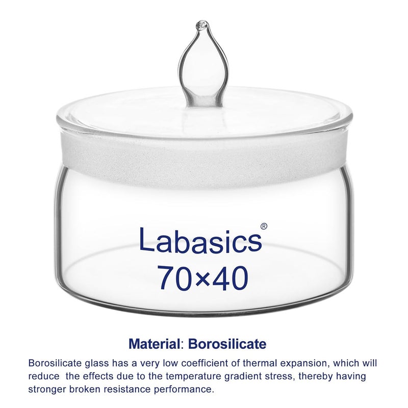 Labasics Borosilicate Glass Weighing Bottle, 70 mm Diameter, 40 mm Height, with Ground Glass Stopper, Wide Mouth for Laboratory - Image 3